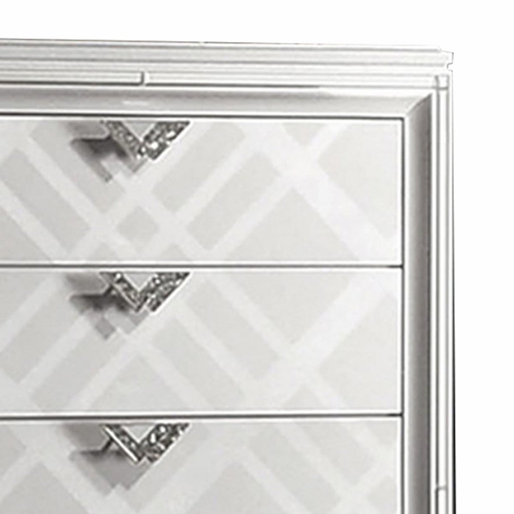 Beli 54 Inch 5 Drawer Tall Dresser Chest Carved Acrylic Feet Crisp White By Casagear Home BM299941