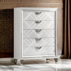 Beli 54 Inch 5 Drawer Tall Dresser Chest, Carved Acrylic Feet, Crisp White By Casagear Home