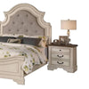 Lupe King Size Bed Gray Upholstered Scalloped Frame Antique White Finish By Casagear Home