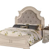 Lupe King Size Bed Gray Upholstered Scalloped Frame Antique White Finish By Casagear Home