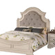 Lupe King Size Bed Gray Upholstered Scalloped Frame Antique White Finish By Casagear Home