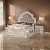 Lupe King Size Bed, Gray Upholstered Scalloped Frame, Antique White Finish By Casagear Home