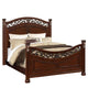 Miri Arched King Size Bed Carved Leaf Details Reeded Pilasters Oak Brown By Casagear Home BM300176