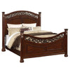 Miri Arched Queen Bed, Carved Leaf Details, Reeded Pilasters, Oak Brown