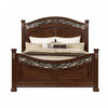 Miri Arched Queen Bed, Carved Leaf Details, Reeded Pilasters, Oak Brown