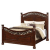 Miri Arched Queen Bed, Carved Leaf Details, Reeded Pilasters, Oak Brown