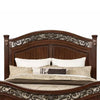 Miri Arched Queen Bed, Carved Leaf Details, Reeded Pilasters, Oak Brown