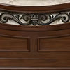 Miri Arched Queen Bed, Carved Leaf Details, Reeded Pilasters, Oak Brown