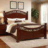 Miri Arched Queen Bed, Carved Leaf Details, Reeded Pilasters, Oak Brown