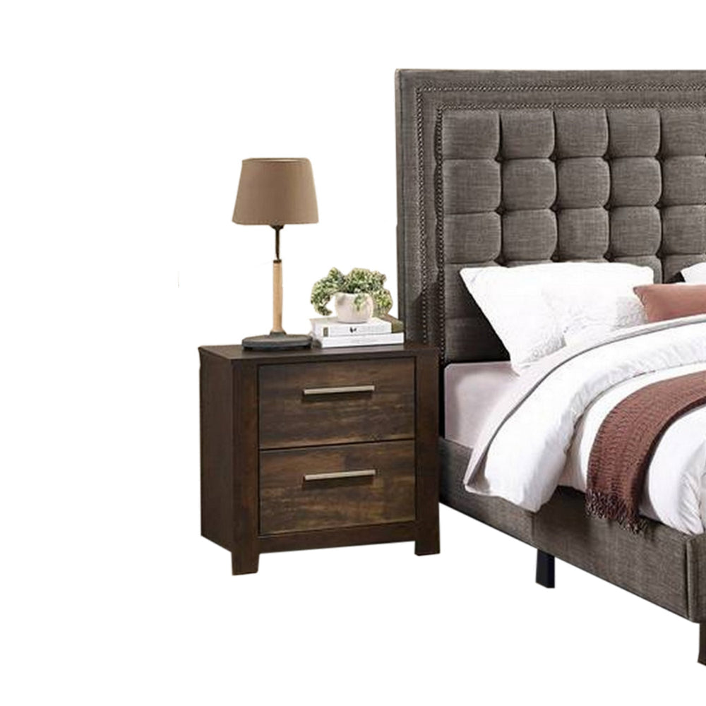 Zofi Modern Full Size Bed Deep Square Tufted Upholstery Taupe Polyester BM300180