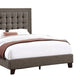 Zofi Modern Queen Size Bed Deep Square Tufted Upholstery Taupe Polyester
