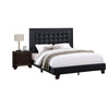 Vea Modern Platform Queen Bed, Deep Tufted Upholstery, Black Faux Leather By Casagear Home