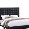 Vea Modern Platform Queen Bed Deep Tufted Upholstery Black Faux Leather By Casagear Home