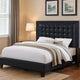 Vea Modern Platform Queen Bed Deep Tufted Upholstery Black Faux Leather By Casagear Home