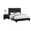 Vea Modern Platform Queen Bed Deep Tufted Upholstery Black Faux Leather By Casagear Home