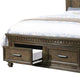 Ziv Classic California King Bed with Storage Drawers Metal Handles Brown BM300186