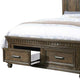 Ziv Classic Wood Queen Size Bed with Storage Drawers Metal Handles Brown BM300188