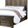 Ziv Classic Wood Queen Size Bed with Storage Drawers Metal Handles Brown BM300188