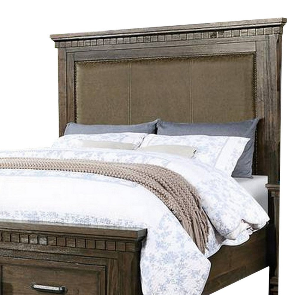 Ziv Classic Queen Size Bed with 2 Storage Drawers Upholstered Brown BM300191