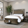 Ziv Classic Queen Size Bed with 2 Storage Drawers, Upholstered, Brown