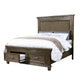 Ziv Classic Queen Size Bed with 2 Storage Drawers, Upholstered, Brown 