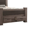 Fort Classic Wood King Size Bed with 2 Drawers Upholstered Panel Oak Gray BM300200