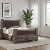 Fort Classic Queen Sized Bed with 2 Drawers, Upholstered Panel, Oak Gray