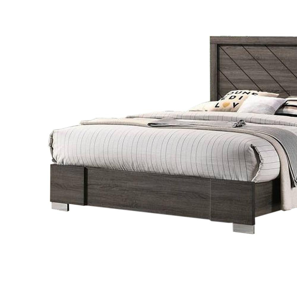 Lola Classic King Size Bed Wood Grain Strong Block Legs Taupe Brown By Casagear Home