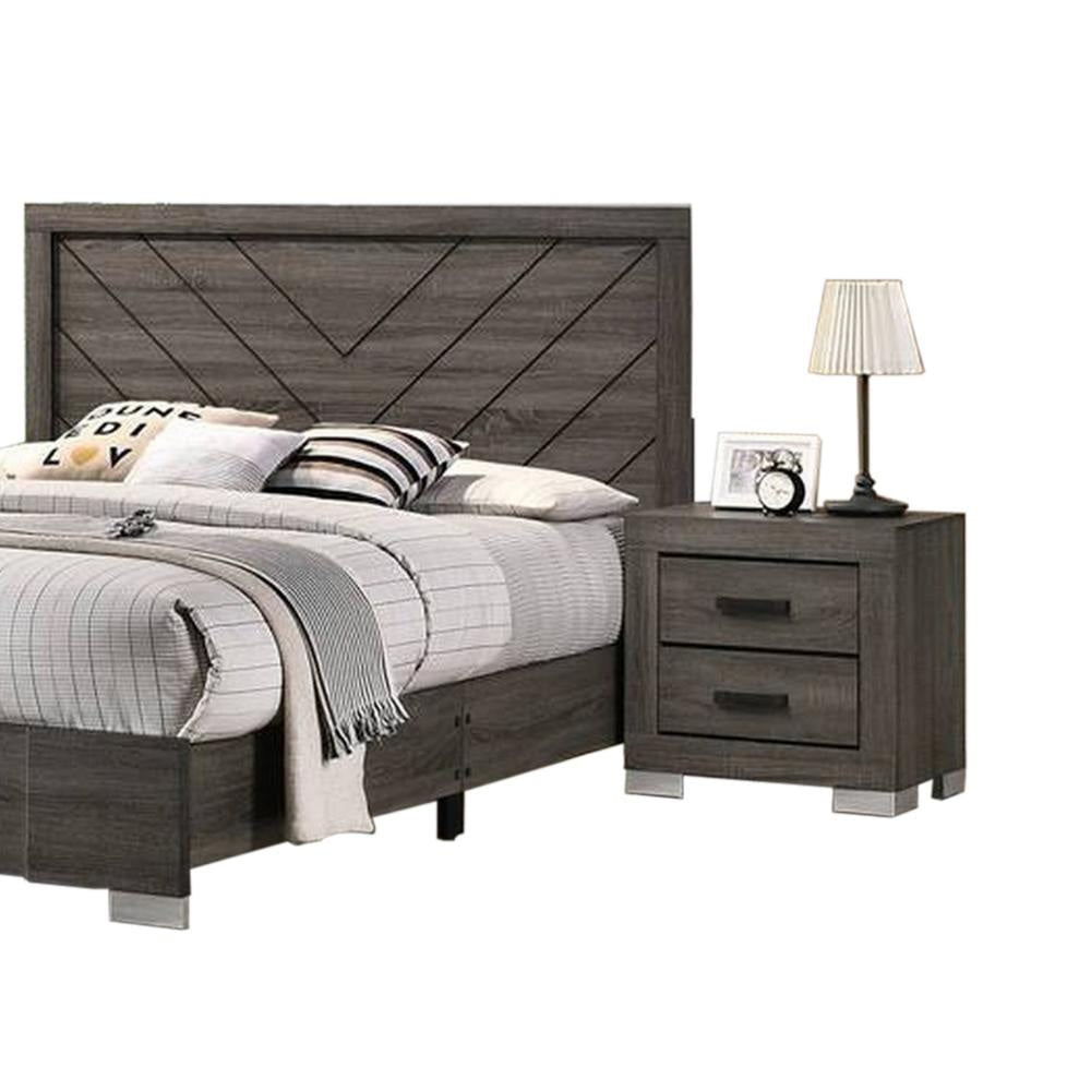 Lola Classic King Size Bed Wood Grain Strong Block Legs Taupe Brown By Casagear Home