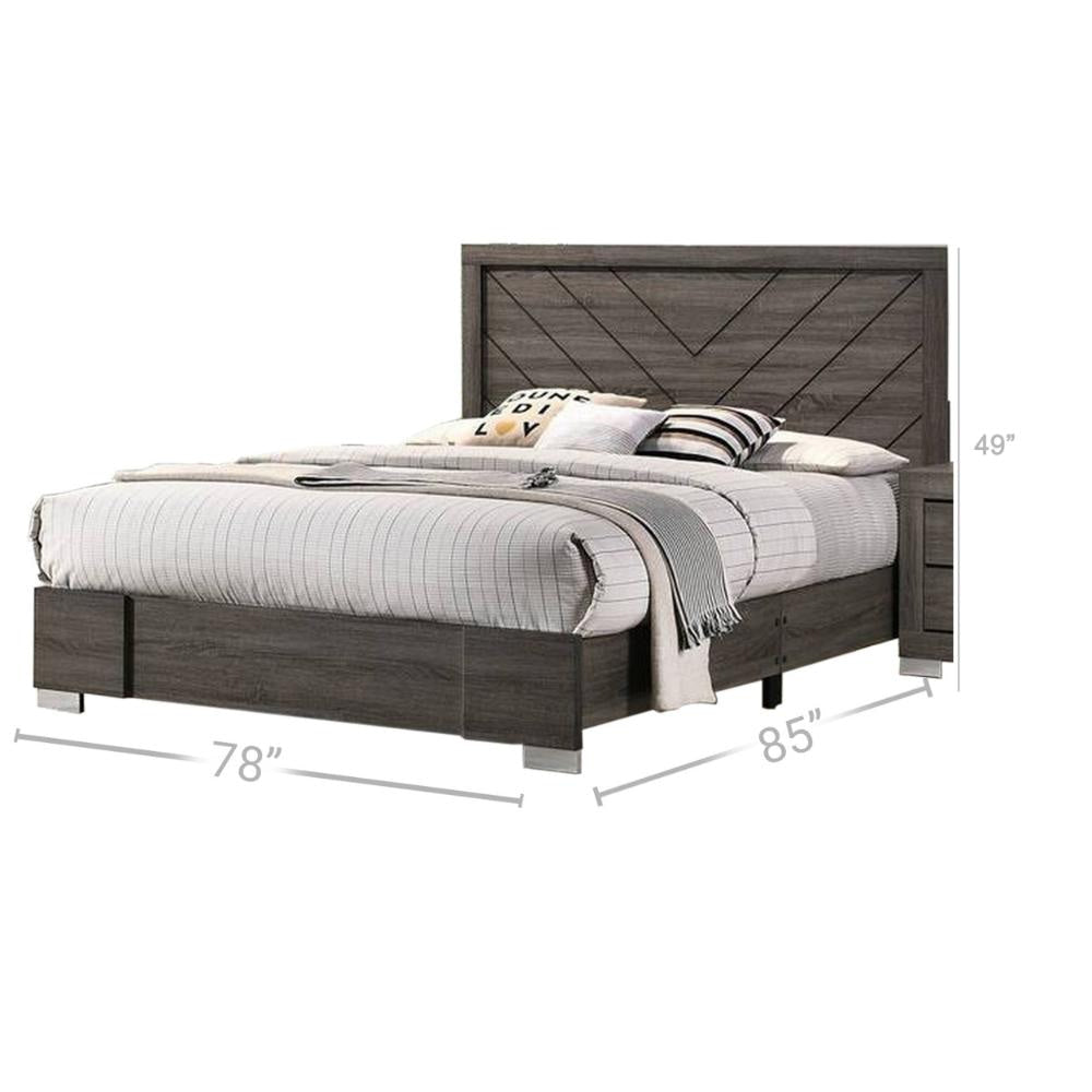 Lola Classic King Size Bed Wood Grain Strong Block Legs Taupe Brown By Casagear Home