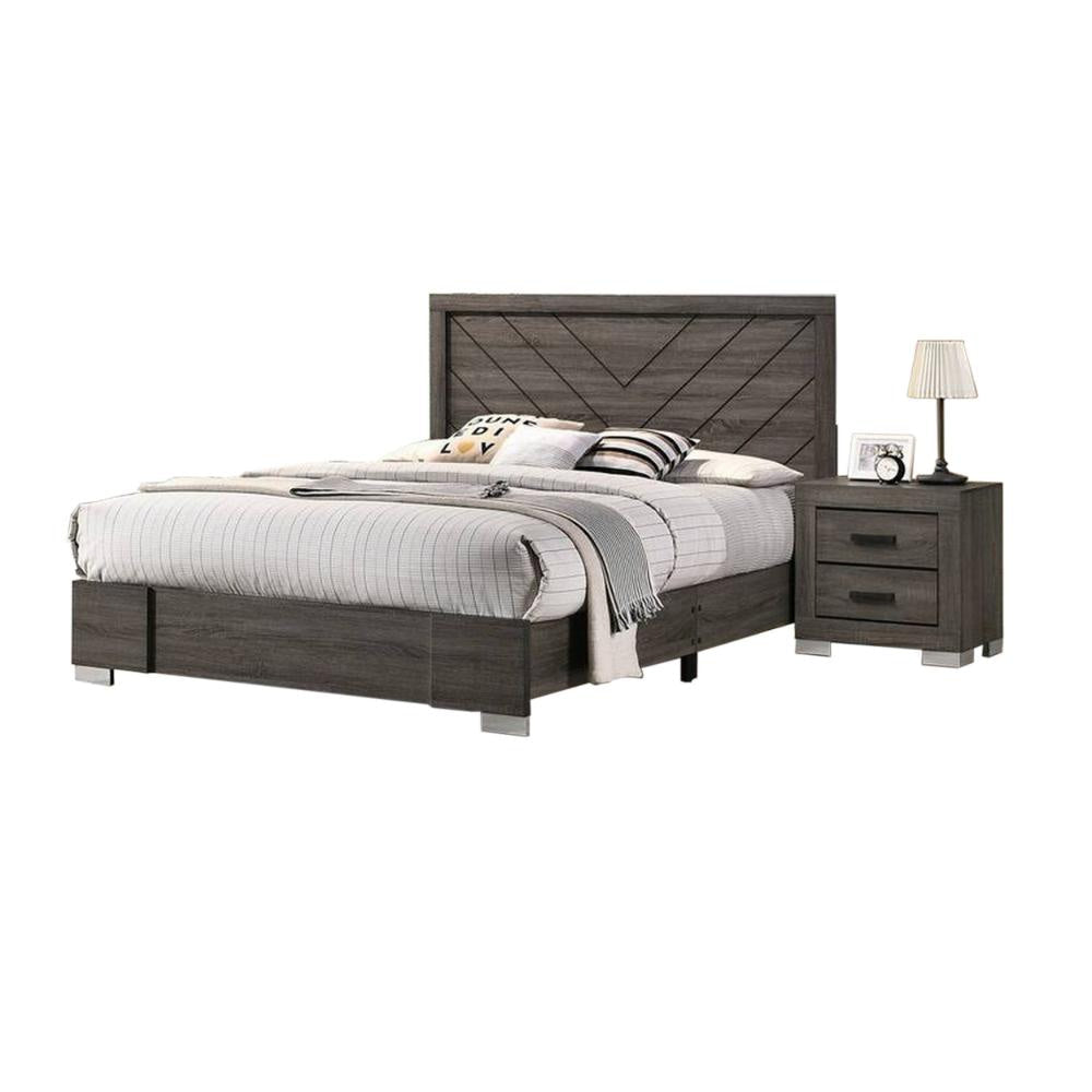 Lola Classic King Size Bed Wood Grain Strong Block Legs Taupe Brown By Casagear Home