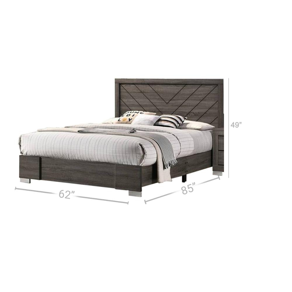Lola Classic Queen Size Bed Wood Grain Strong Block Legs Taupe Brown By Casagear Home