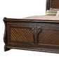 Qoz Wood Queen Size Bed with Carved Trim Scalloped Headboard Brown By Casagear Home BM300209