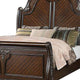 Qoz Wood Queen Size Bed with Carved Trim Scalloped Headboard Brown By Casagear Home BM300209