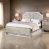 Opp Platform King Size Bed with Curved Panel Headboard, Champagne Silver