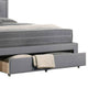 Buk Upholstered Tufted Queen Bed with Storage Nailhead Trim Gray Burlap