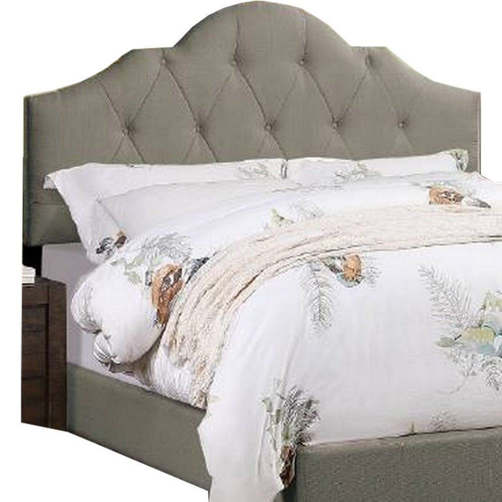 Eni Upholstered King Size Bed Tufted Adjustable Headboard Gray Fabric