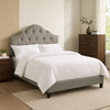 Eni Upholstered King Size Bed, Tufted Adjustable Headboard, Gray Fabric