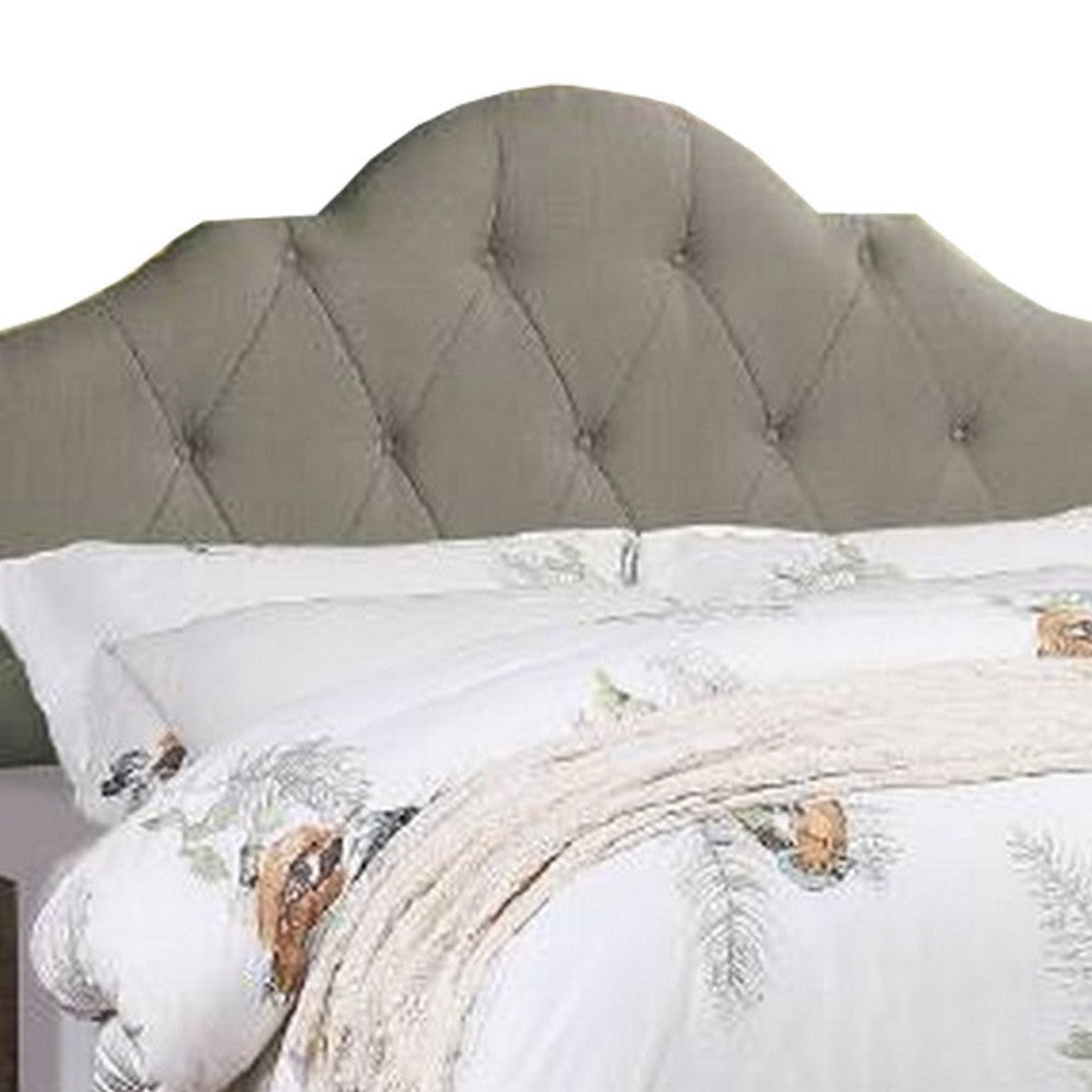 Eni Upholstered Queen Size Bed Tufted Adjustable Headboard Gray Fabric