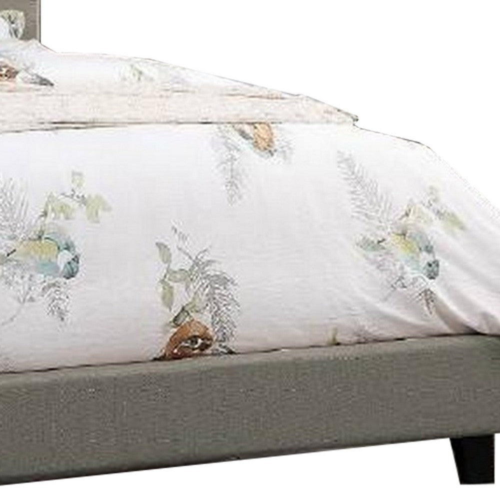 Eni Upholstered Queen Size Bed Tufted Adjustable Headboard Gray Fabric