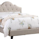 Eni Upholstered Full Size Bed Tufted Adjustable Headboard Taupe Fabric