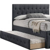 Nek Full Size Upholstered Bed with Twin Trundle Tufted Charcoal Burlap