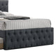 Nek Full Size Upholstered Bed with Twin Trundle Tufted Charcoal Burlap