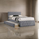 Nek Wood Twin Size Upholstered Bed with Trundle, Tufted Gray Burlap