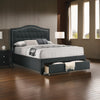 Buk California King Bed, Upholstered Tufted Headboard, Charcoal Burlap