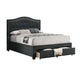 Buk California King Bed, Upholstered Tufted Headboard, Charcoal Burlap 