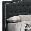 Buk King Upholstered Bed with Tufted Headboard Charcoal Burlap Upholstery BM300234