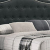 Buk King Upholstered Bed with Tufted Headboard Charcoal Burlap Upholstery BM300234