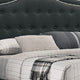 Buk King Upholstered Bed with Tufted Headboard Charcoal Burlap Upholstery BM300234
