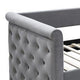 Edra Classic Wood Upholstered Day Bed with Trundle Tufted Gray Burlap BM300244